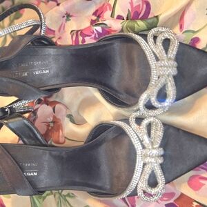 Elegant Black Vegan Heels with Silver Accents